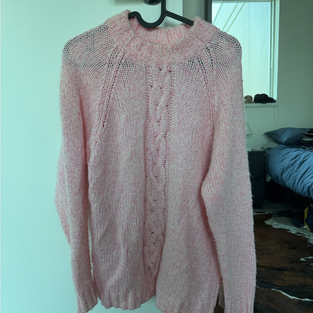 Pink Cable Knit Women's Sweater